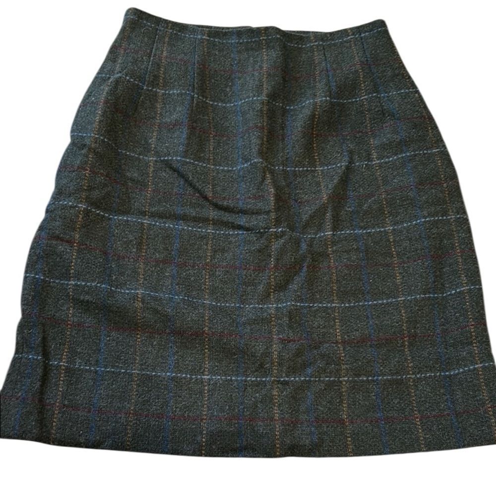 Adolfo wool pencil skirt plaid size 10